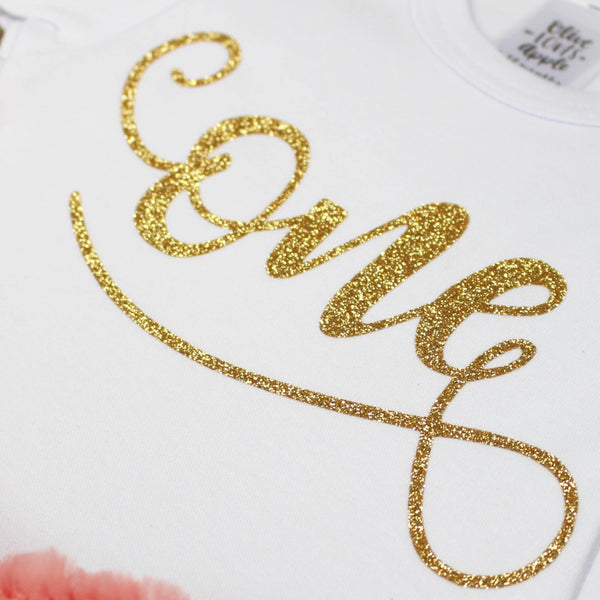 Gold One Peach Tutu Outfit