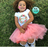 Three in Wreath Peach Tutu Outfit