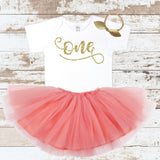 Gold One Peach Tutu Outfit